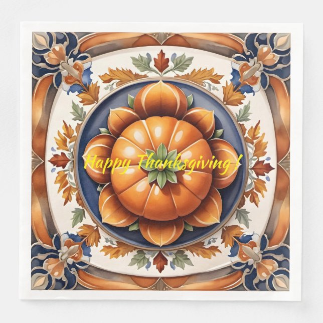 Hösttthanksgiving Trendy Pumpkin-samling Pappersservett (Framsida)