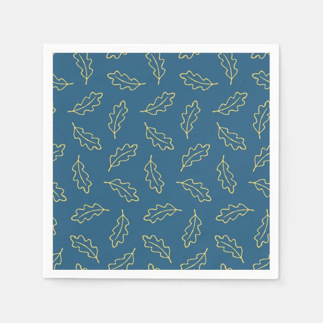 Hösttuppsvampen (Oak cocktail napkins) - teal/majs Pappersservett (Framsidan)