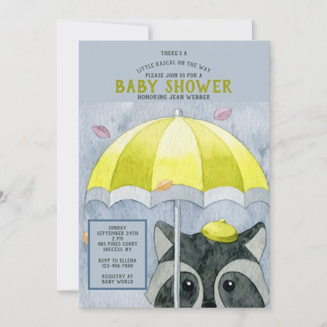 Hösttvättbjörnens Baby Shower-inbjudan Inbjudningar (Framsida)