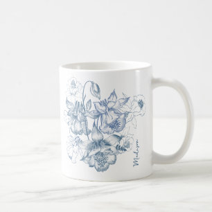 Höstutandningsluxen Blue Flower Seamless Mönster Kaffemugg