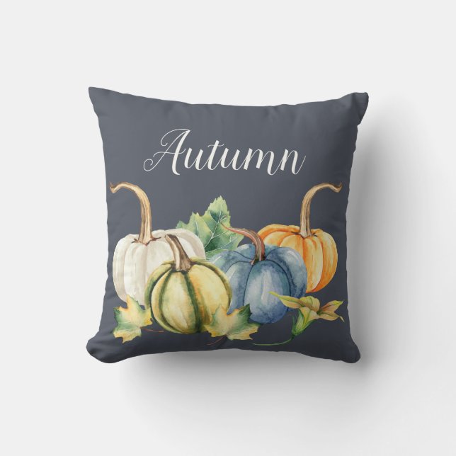 Höstvåfärg Pumpkin Blue Kudde (Framsida)