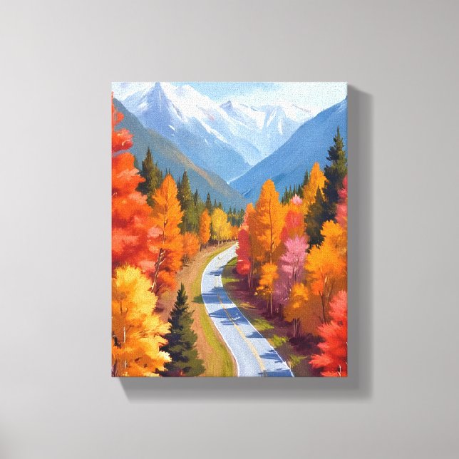 Höstväg | Höstfärger Akvarell Natur Canvastryck (Framsida)