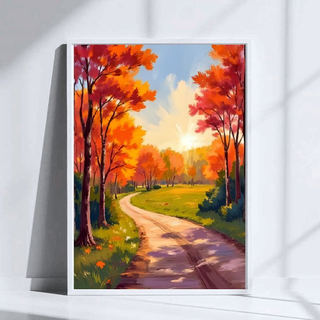 Höstväg | Röd Lövverk Natur Landskap Poster (Skapare uppladdad)