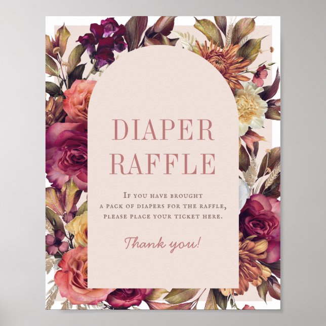 Höstvåg utandningsbåge Tan Baby Shower Raffle Poster (Framsidan)