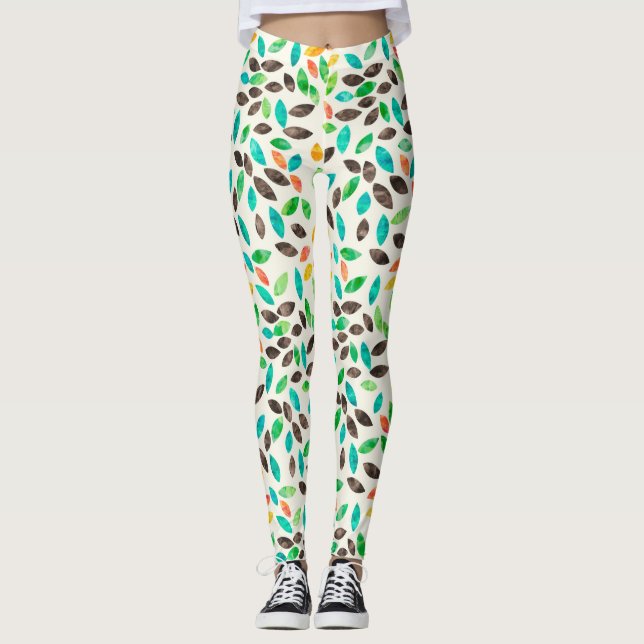 Höstvågens Löv Mönster Leggings (Framsida)