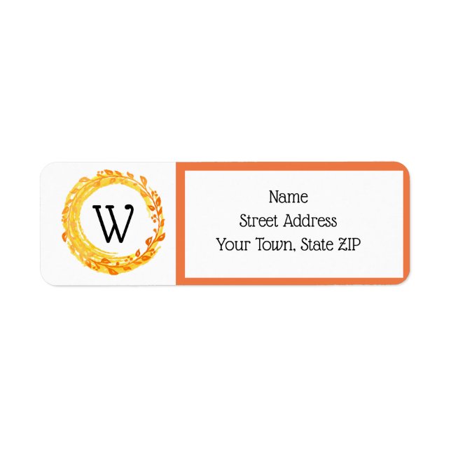 Höstvågens Löv Swirl-Orange, Gult Returadress Etikett (Framsidan)