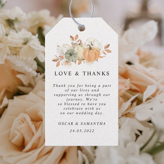 Höstvågfärgspumpor & blommor presentetikett (Skapare uppladdad)