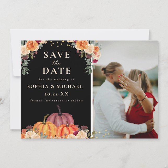 Höstvågsfärg par fotofall spara datumet (Framsida)