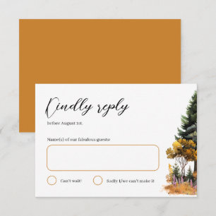 Höstvågsfärgat skogsbröllop RSVP-kort OSA Kort
