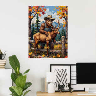 Höstvänliga varelser: Bigfoot och älgen Poster
