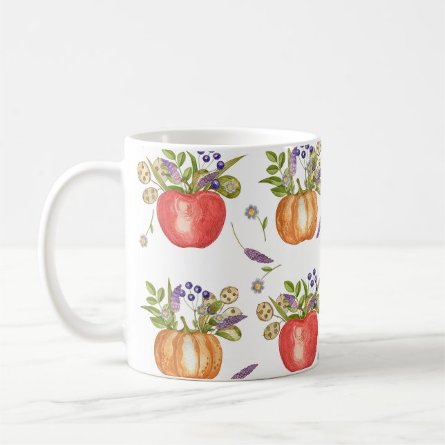 Höstvattenfärg, sömlös sammansättning. kaffemugg (Vänster)