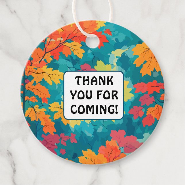 Höstvattenfärgsdusch för blommigten babydusch gåvor etiketter (Framsida)