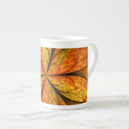 Höstväxt, Modern Abstrakt Fractal Art Löv Benporslin Mugg