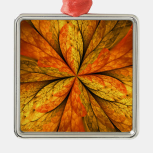 Höstväxt, Modern Abstrakt Fractal Art Löv Julgransprydnad Metall