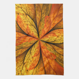Höstväxt, Modern Abstrakt Fractal Art Löv Kökshandduk