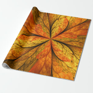 Höstväxt, Modern Abstrakt Fractal Art Löv Presentpapper