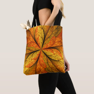 Höstväxt, Modern Abstrakt Fractal Art Löv Tygkasse