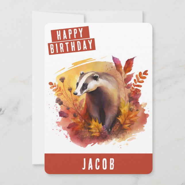 Höstvibes Badger Birthday Card Julkort (Framsida)