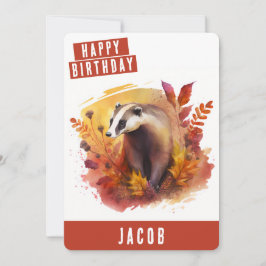 Höstvibes Badger Birthday Card Julkort