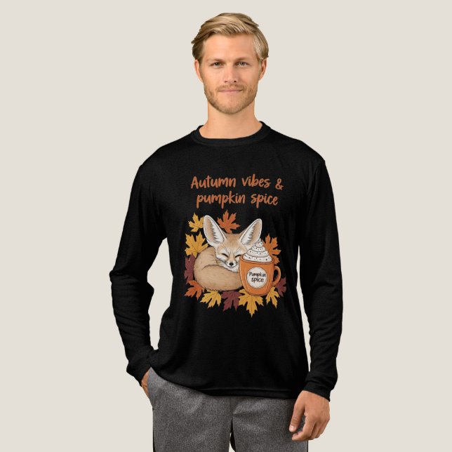 Höstvibes och Pumpkin Spice - Mysiga Fox Fall Des T Shirt (Hel framsida)
