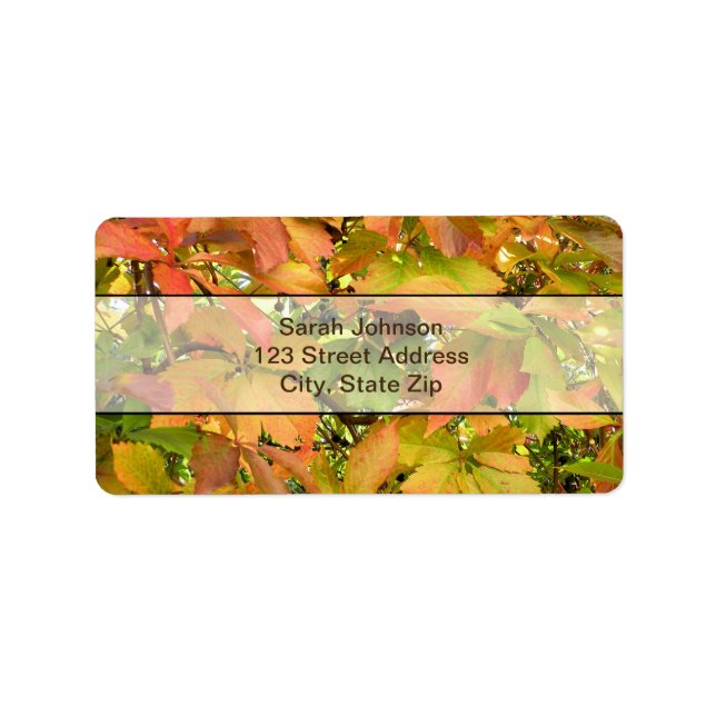 Höstvild grapevine löv adressetikett (Framsidan)