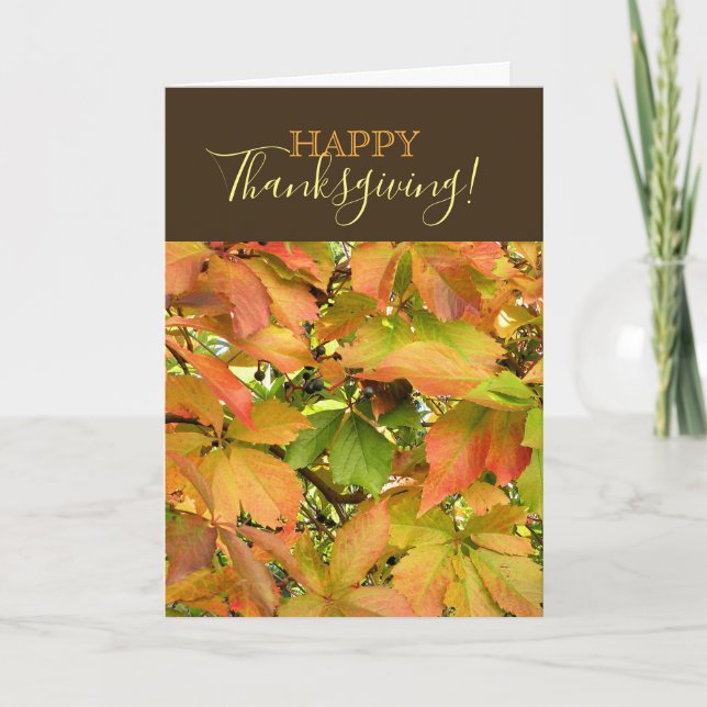Höstvild grapevine löv Happy thanksgiving Helgkort (Framsida)