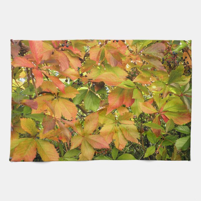 Höstvild grapevine löv kökshandduk (Horisontell)