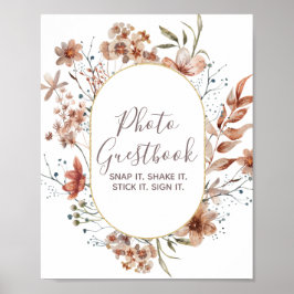 Höstvilda blommor akvarell fotogästbok poster