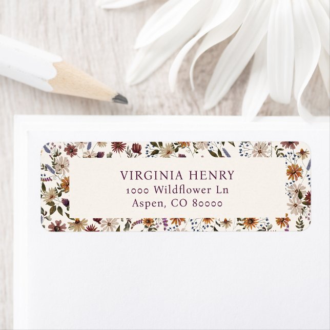 Höstvilda Blommor Returadressetiketter Returadress Etikett (Fall Wildflower Return Address Labels
)