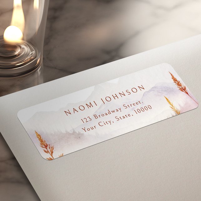 Höstvildblomma Bergs Rustika Returadress Etikett (Fall Wildflower Mountain Rustic Return Address Label)