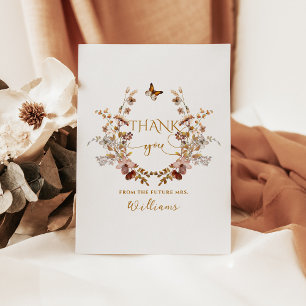 Höstvildblomma Minimalistisk Elegant Bröllopsdusch Tack Kort