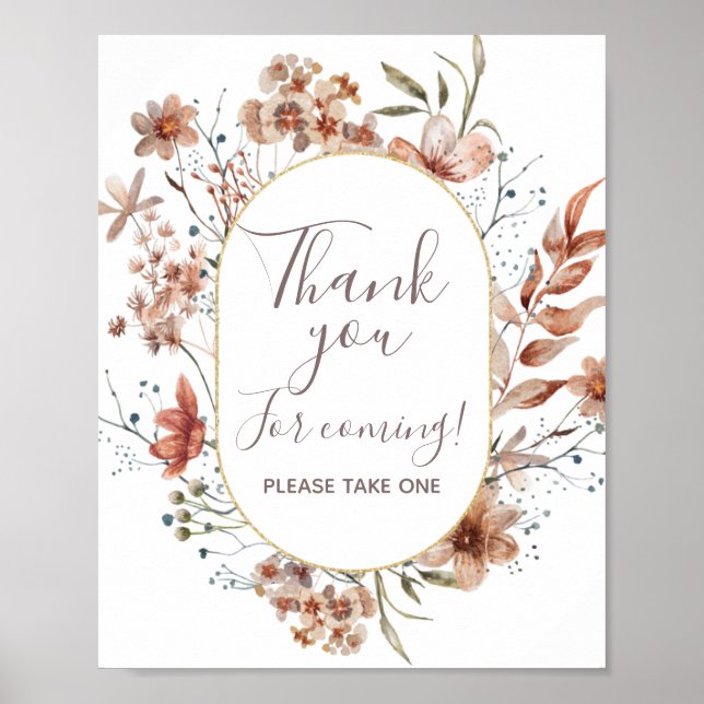 Höstvildblommor Tack för att du kom Förmånsskylt Poster (Framsidan)