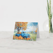Höstvintage Pickup och pumpor Blank