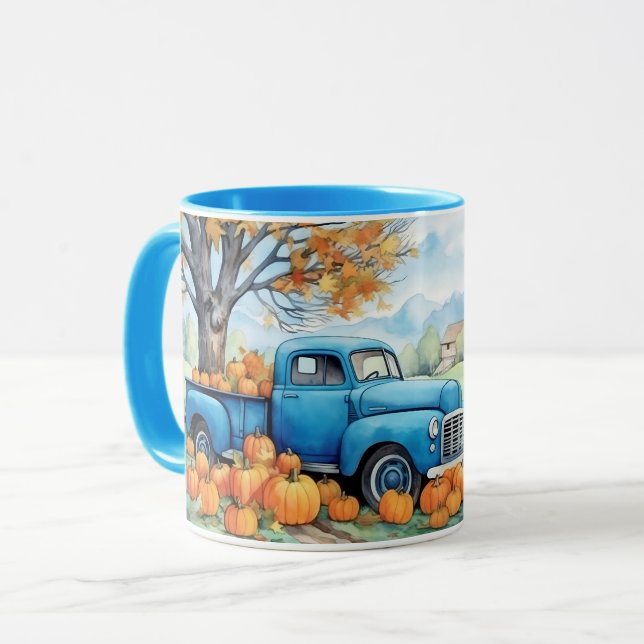 Höstvintage Pickup och pumpor Mugg (Framsida vänster)