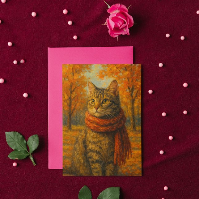 Höstviskare En mysig katt i höstbrisen Kort (Skapare uppladdad)