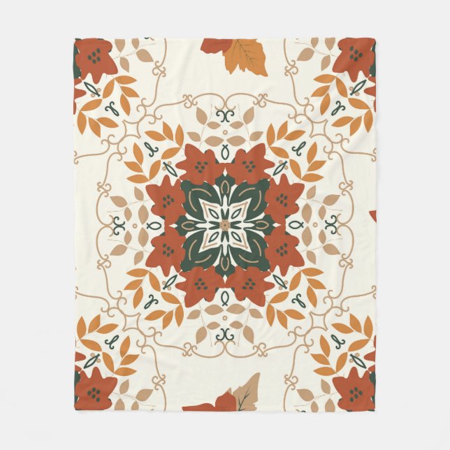 Höstvisklar: Geometrisk blandning av Blommigt Fleecefilt (Framsidan)