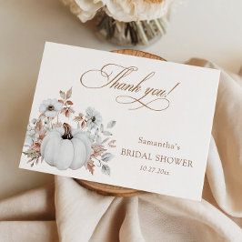 Höstvitt Bröllopsdusch för brud i pumpaföremål Tack Kort
