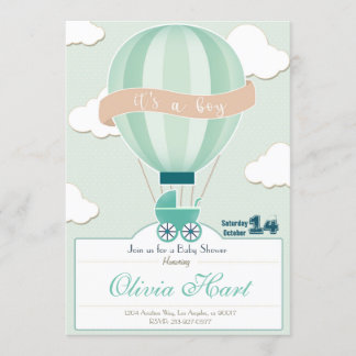 Hot Air Ballon Baby Shower Invitation (It´s a boy) Inbjudningar