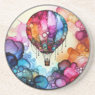 Hot Air Balloon Alcohol Ink Underlägg