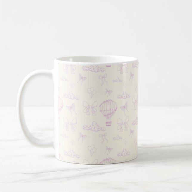 Hot Air-Balloon And Bows Seamless Pattern Kaffemugg (Vänster)
