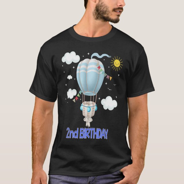 Hot Air Balloon B day Boy Party Group T Shirt (Framsida)
