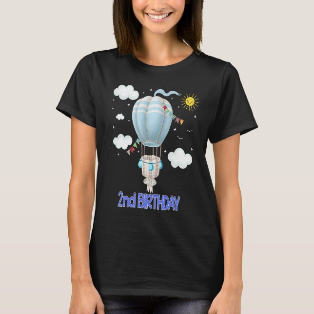 Hot Air Balloon B day Boy Party Group T Shirt (Framsida)