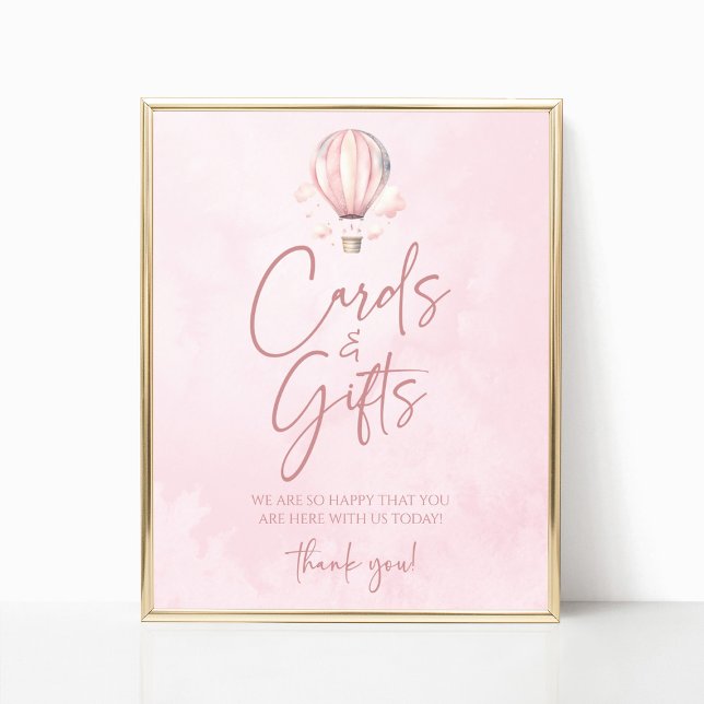 Hot Air Balloon Baby Shower Cards and Gifts Sign Poster (Skapare uppladdad)