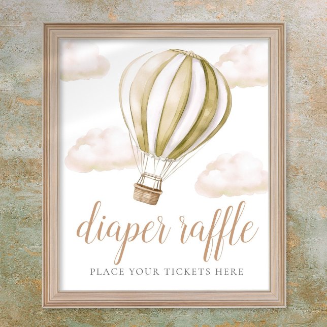 Hot Air Balloon Baby Shower Diaper Raffle Sign Poster (Hot Air Balloon Baby Shower Diaper Raffle Sign)