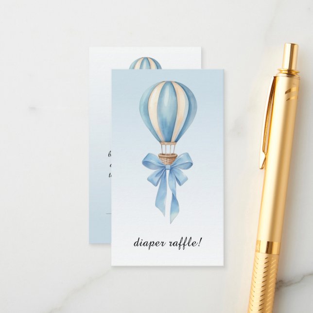 Hot Air Balloon Boy Baby Shower Diaper Raffle Tilläggskort (Fram/Back In Situ)