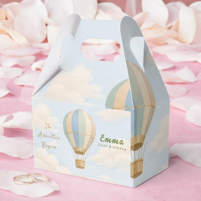 Hot Air Balloon First Birthday Favor Boxes Presentaskar (Bröllop)