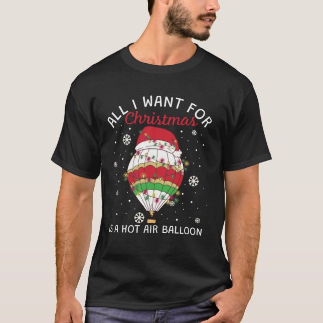 Hot Air Balloon For Christmas T Shirt (Framsida)