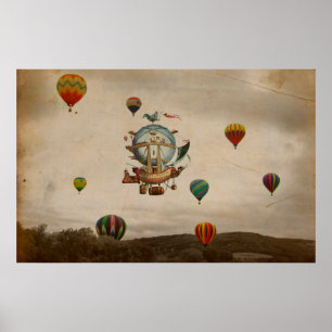 Hot Air Balloon, La Minerve 1803 travel in style Poster