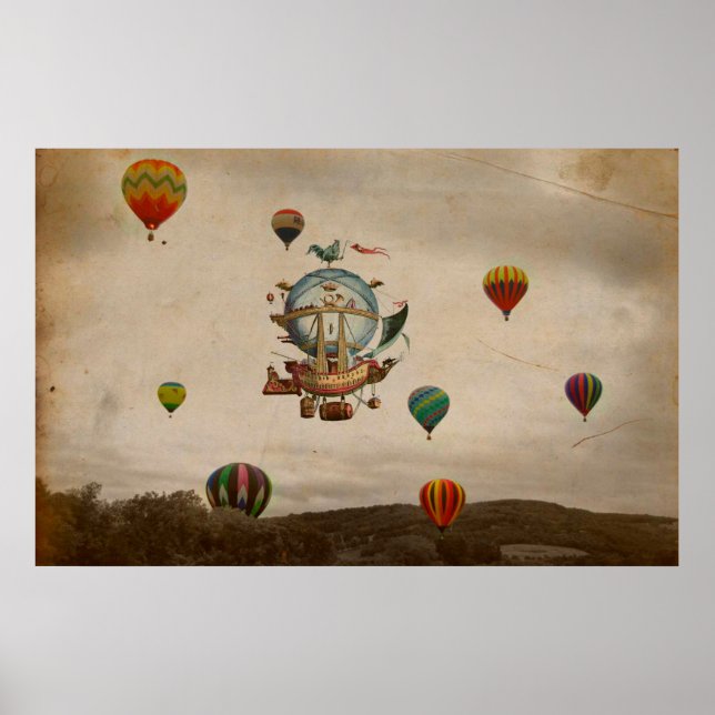 Hot Air Balloon, La Minerve 1803  travel in style Poster (Framsidan)