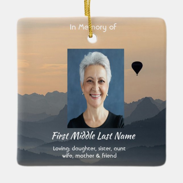 Hot Air Balloon  Memorial Keepsake  Julgransprydnad Keramik (Framsida)